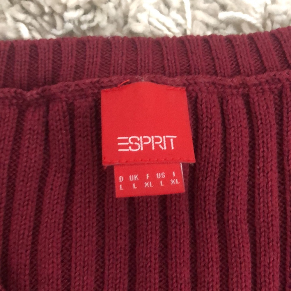 Oxblood/ red 100%cotton sweater long sleeve, Esprit, L, VNeck, - Picture 4 of 9